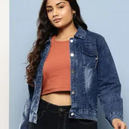 leia Women Lightly-Washed Regular Fit Jacket with Button-Closure image 1