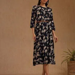 Women Botanical Print Dress-image-34