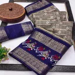 nyrika Ikkat Print Saree with Running Blouse Piece Saree-picture-46