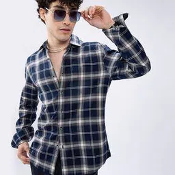 vastrado Men Checked Slim Fit Shirt with Spread Collar-picture-38