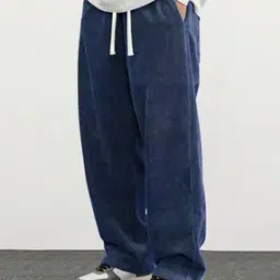 Men Flat-Front Relaxed Fit Pants with Drawstring-image-32