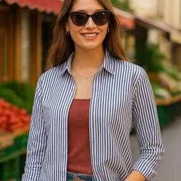 english navy Women Striped Regular Fit Shirt-picture-23