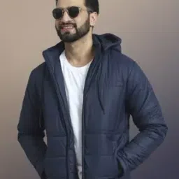 alpha tribe Men Regular Fit Zip Front Puffer Jacket   -picture-13