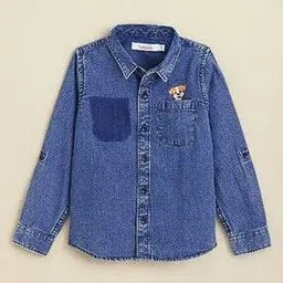 Boys Regular Fit Denim Shirt with Patch Pocket-image-43