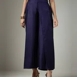 Women Flat-Front Flared Trousers-image-49