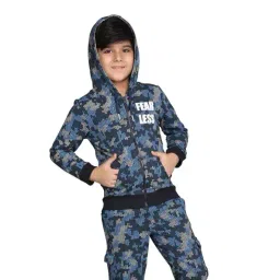 plumtree Boys Regular fit Camoflague Printed Zip-Up Hooded Sweatshirt image 1