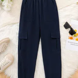 tior Girls Mid-Rise Relaxed Fit Cotton Cargo Pants image 1