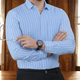 fuback x ag Men Striped Regular Fit Shirt with Patch Pocket image 1