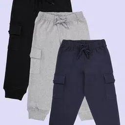 kiddopanti Boys Pack of 3 Cuffed Joggers with Cargo Pockets-picture-50