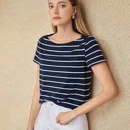 buda jeans co Women Striped Regular Fit T-Shirt-picture-29