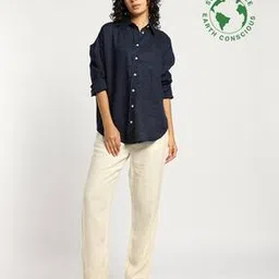 Drop-Shoulder Linen Shirt-image-2