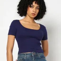 yousta Women Ribbed Regular Fit Scoop-Neck T-Shirt-picture-35