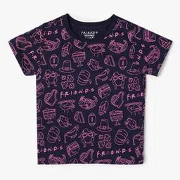 Girls Printed Regular Fit Round-Neck T-Shirt-image-5