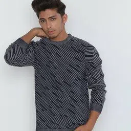 pure knits Men Flat Knit Striped Slip-On T-Shirt with V-Neck-picture-50