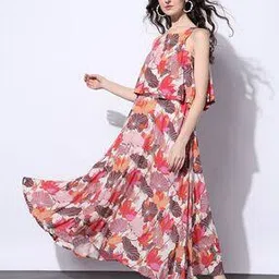 svrnaa by azorte Floral Print Double Layer Dress-picture-1