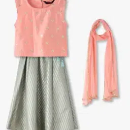 Girls Embellished Lehenga Choli with Dupatta Set-image-28