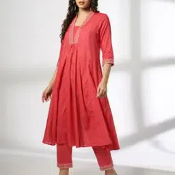 avaasa set Women Swiss-Dot A-Line Kurta with Pants-picture-23