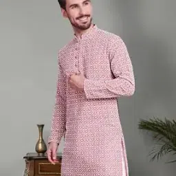 jompers Men Regular Fit Embroidery Long Kurta-picture-19