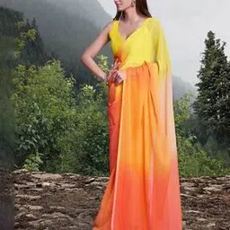saree mall Colorblock Organza Half & Half Saree-picture-24