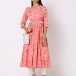 ritya Geometric Print Flared Kurta with Embroidered Belt-picture-53