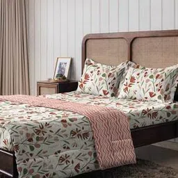 the happy pod 120 TC Floral Print Double Bedsheet with Pillow Covers-picture-22