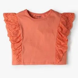 yousta Girls Relaxed Fit Crew-Neck T-Shirt with Butterfly Sleeves-picture-52