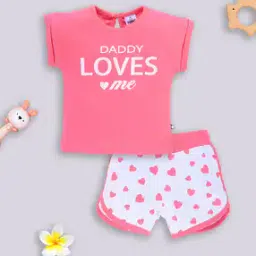 mom's love Infants Typographic Print T-Shirt & Shorts Set-picture-29