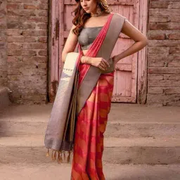 soch Women Floral Woven Saree with Tassels image 1