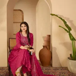 gulmohar jaipur Women Polka-dot Flared Kurta Set image 1