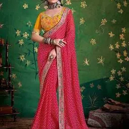 mbz.in by meena bazaar Women Georgette Saree with Blouse Piece-picture-18