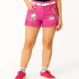 arshia fashions Embroidered & Embellished Slim Fit Shorts with Belt-picture-16