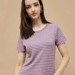 fame forever by lifestyle Women Striped Round-Neck T-Shirt-picture-23