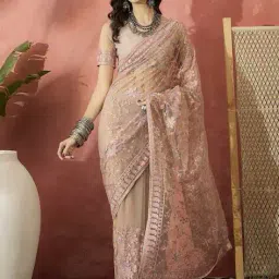 svaraa Women Embroidered Saree with Blouse Piece  image 1