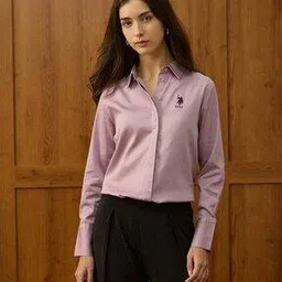 u.s. polo assn. Women Regular Fit Shirt with Spread Collar-picture-27