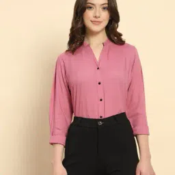 buda jeans co Women Mandarin-Neck Relaxed Fit Shirt image 1