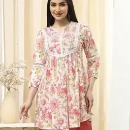 Women Floral Print A-Line Kurti -image-75