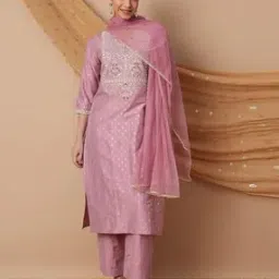 melange by lifestyle Women Embellished Straight Kurta Suit Set-picture-36