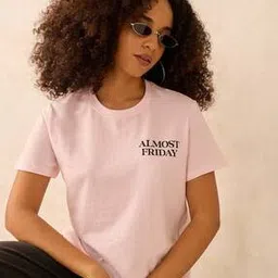 outzidr global Women Slim Fit Typographic T-Shirt-picture-14
