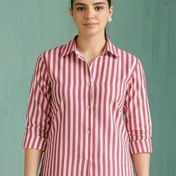 house of mira Women Relaxed Fit Stripes Shirt-picture-43