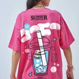 bewakoof Women Graphic Print Oversized Fit Round-Neck T-Shirt-picture-31