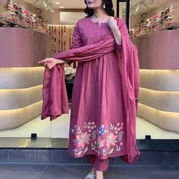 Women Floral Print Anarkali Kurta Suit Set-image-17