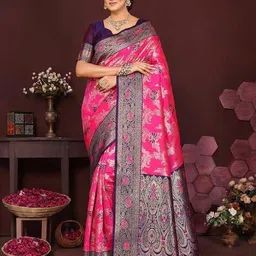 varanga Women Banarasi Saree With Blouse Piece  image 1