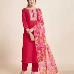 svaraa Women Embroidered Straight Kurta Suit Set-picture-28