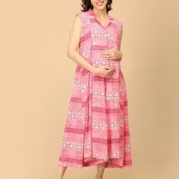 the mom store Women Floral Print Fit & Flare Dress-picture-10