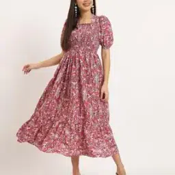 zwerlon x ag Women Floral Print Square-Neck Fit & Flare Dress-picture-33