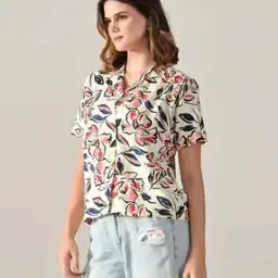 fuback x ag Women Floral Print Regular Fit Shirt with Lapel Collar-picture-11