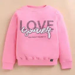 Girls Typographic Print Regular Fit Round-Neck Sweatshirt -image-54