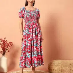 lookshine Women Floral A-Line Midi Length Dress-picture-22