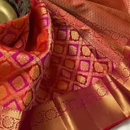 indie picks Ethnic Soft Lichi Silk Jaquard Saree and Blouse Piece -picture-41