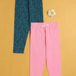 bumzee Girls Pack of 2 Floral Print Leggings with Elasticated Waistband-picture-45